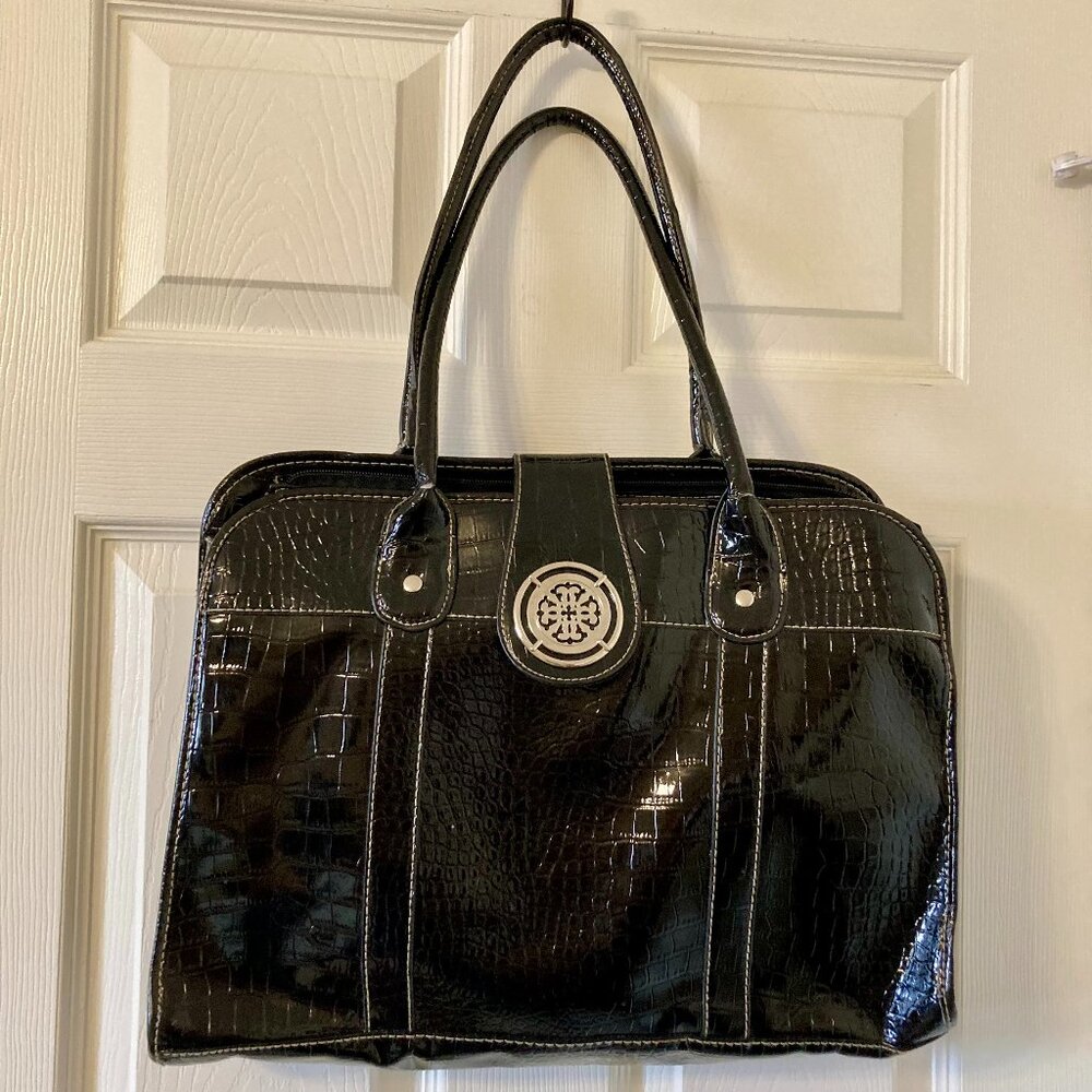 Great Condition, LG Patent Croc Embossed Tech Bag Satchel Tote